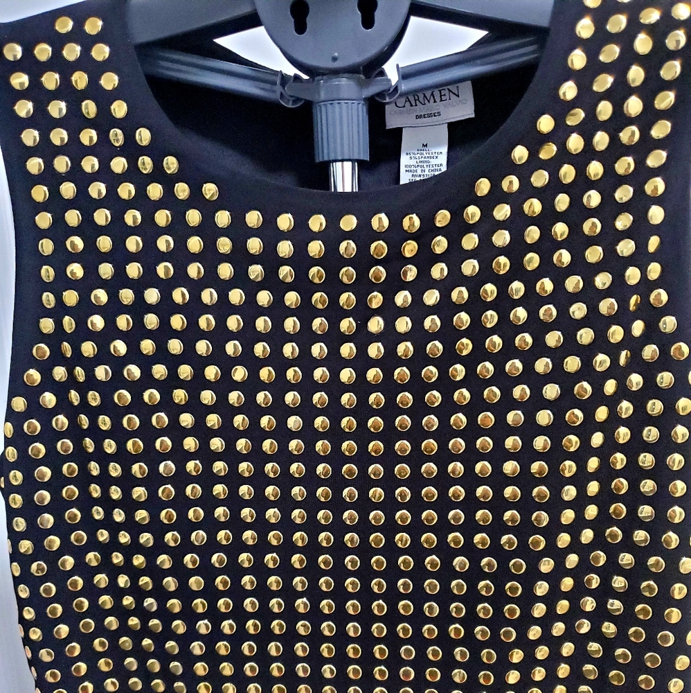 NWOT Carmen Marc Valvo Black Dress Size M.